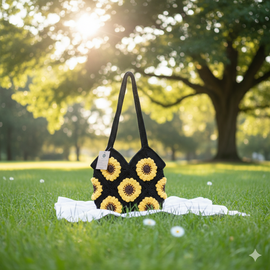 ★ Hand-Crocheted Sunflower Tote Bag 🌻