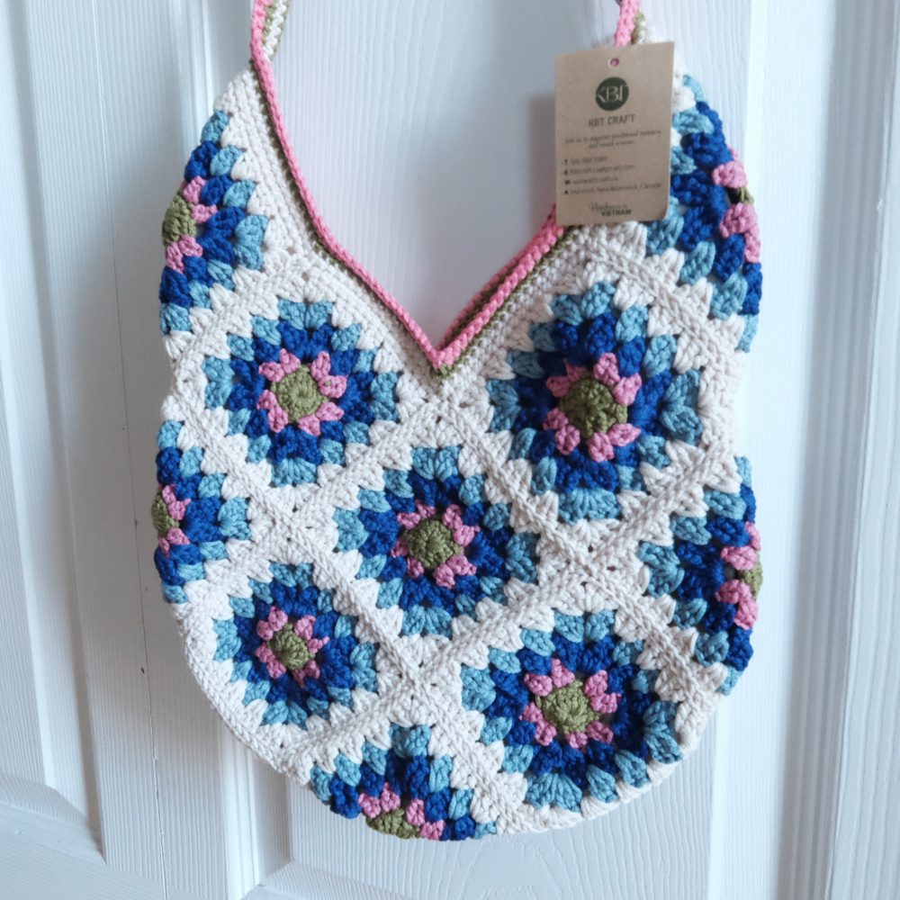 Hand-Crocheted Boho Granny Square Tote Bag
