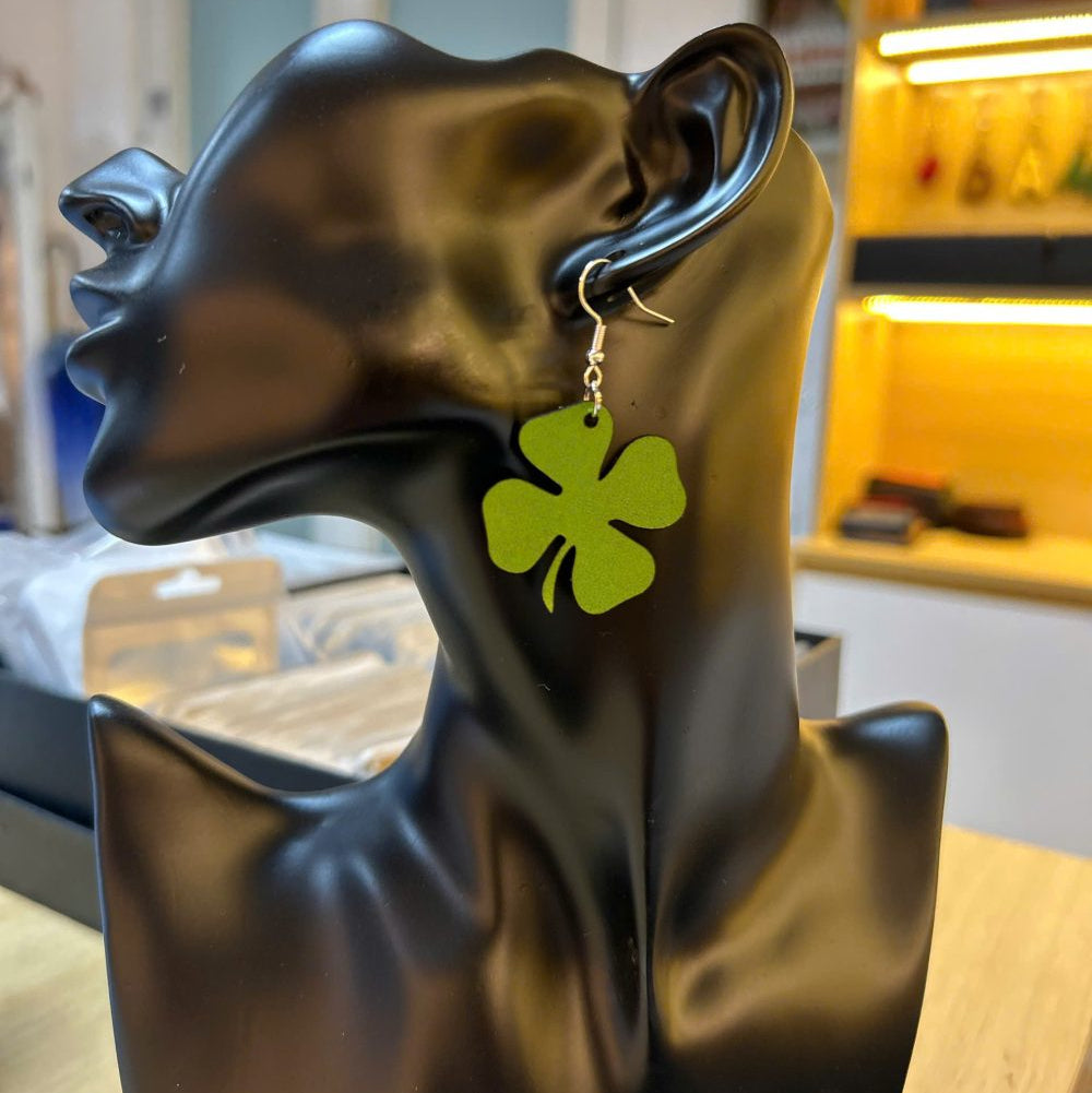 Handmade Real Leather Earrings – flowers