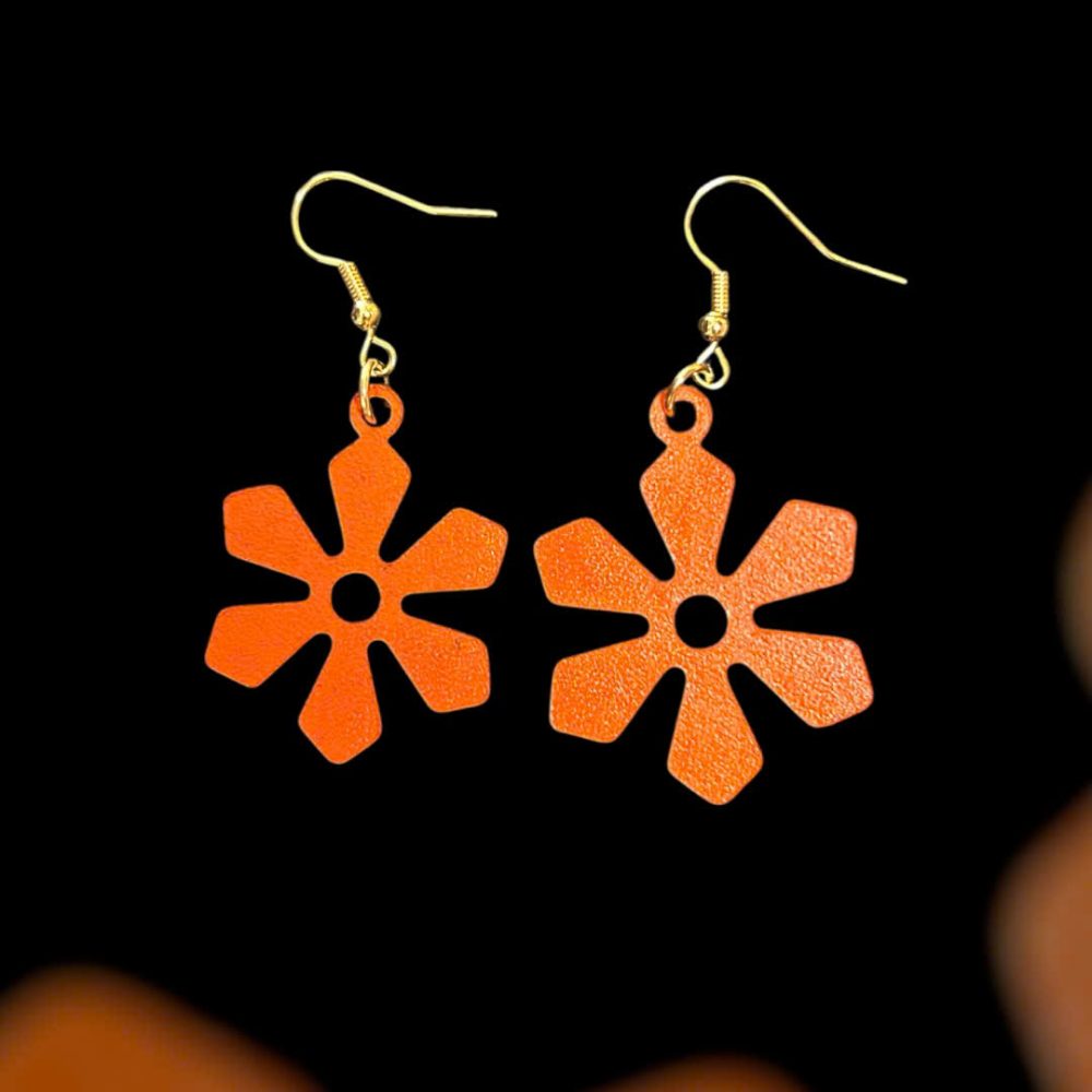 Handmade Real Leather Earrings – flowers
