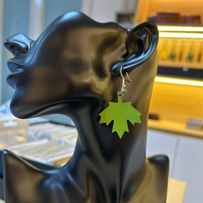 Handmade Real Leather Earrings – Maple leaves