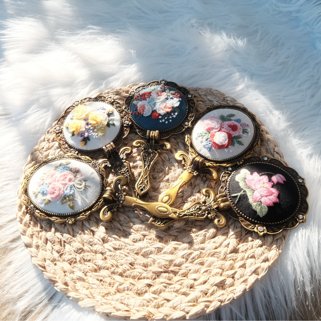 Hand-Embroidered Portable Mirror