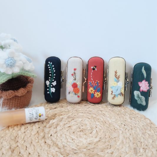 Vintage Embroidered Lipstick Case With Mirror.
