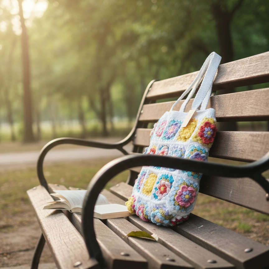 Hand-Crocheted colorful Tote Bag