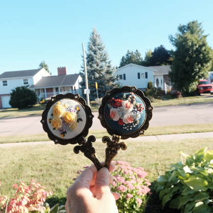 Hand-Embroidered Portable Mirror