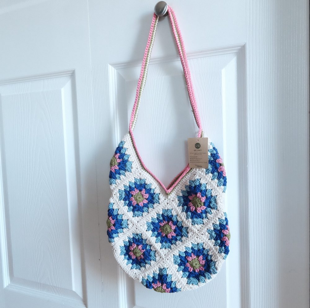 Hand-Crocheted Boho Granny Square Tote Bag