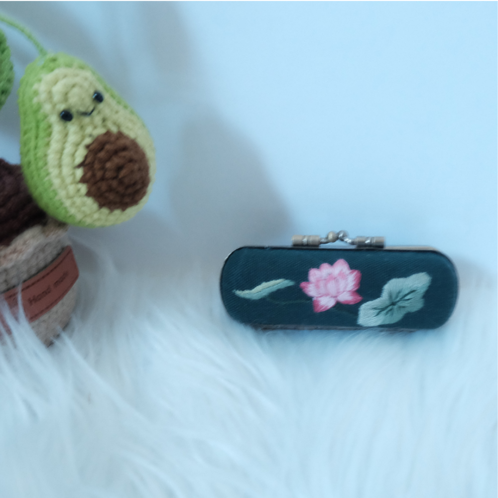 Vintage Embroidered Lipstick Case With Mirror.