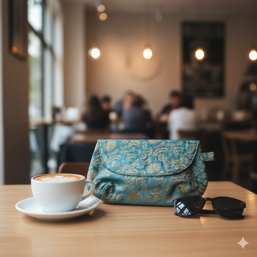 🌿 Handmade Fabric Clutch – Elegant & Versatile