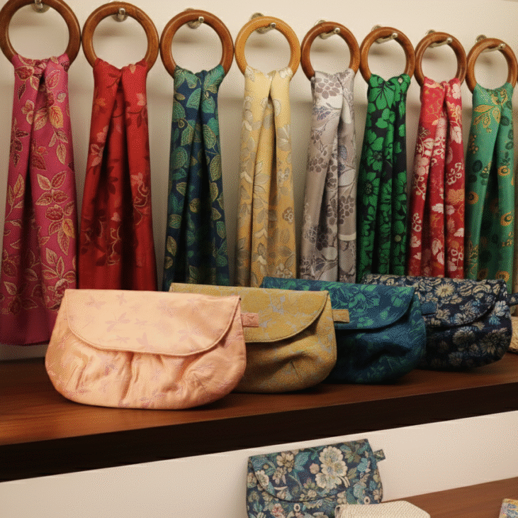 🌿 Handmade Fabric Clutch – Elegant & Versatile
