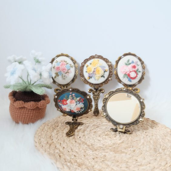 Hand-Embroidered Portable Mirror