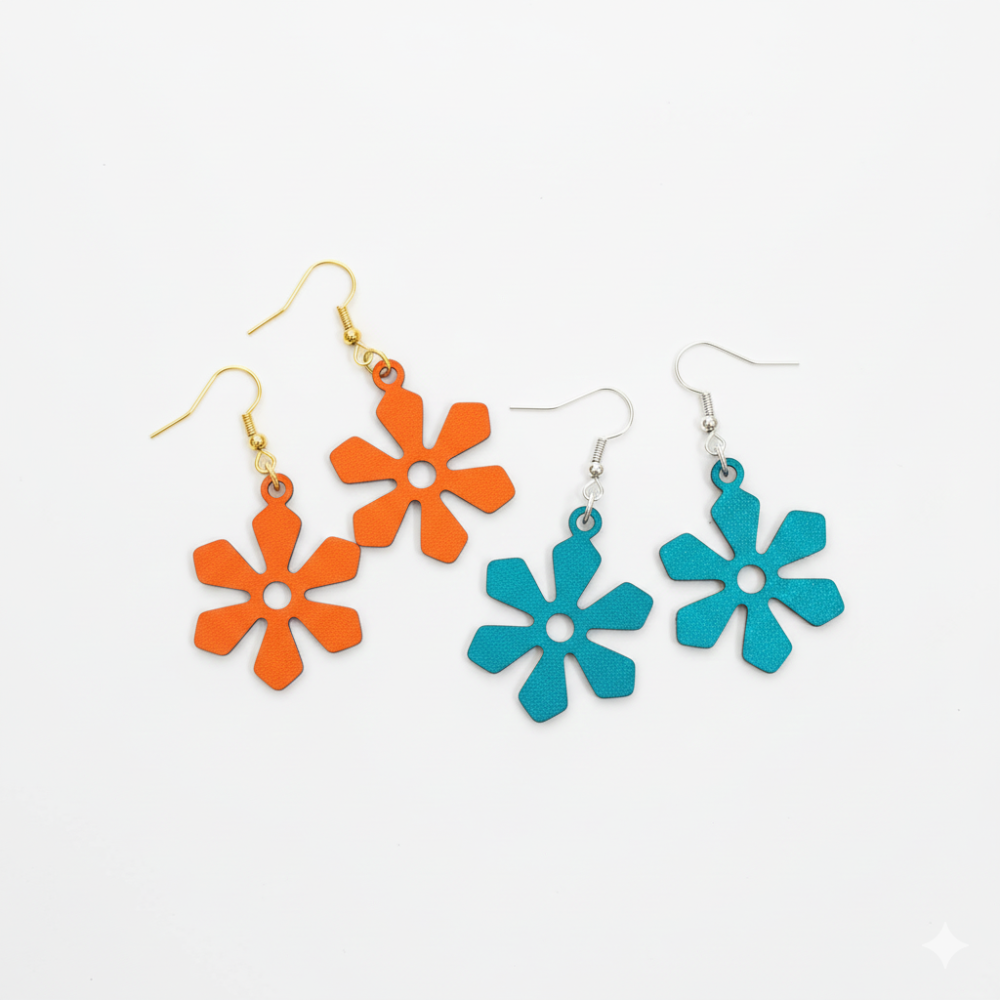 Handmade Real Leather Earrings – flowers