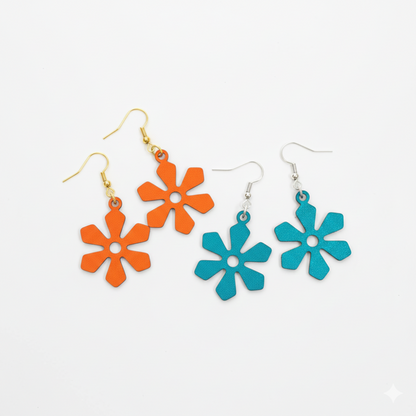 Handmade Real Leather Earrings – flowers
